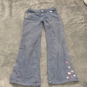 Floral Embroidered Corduroy Pants